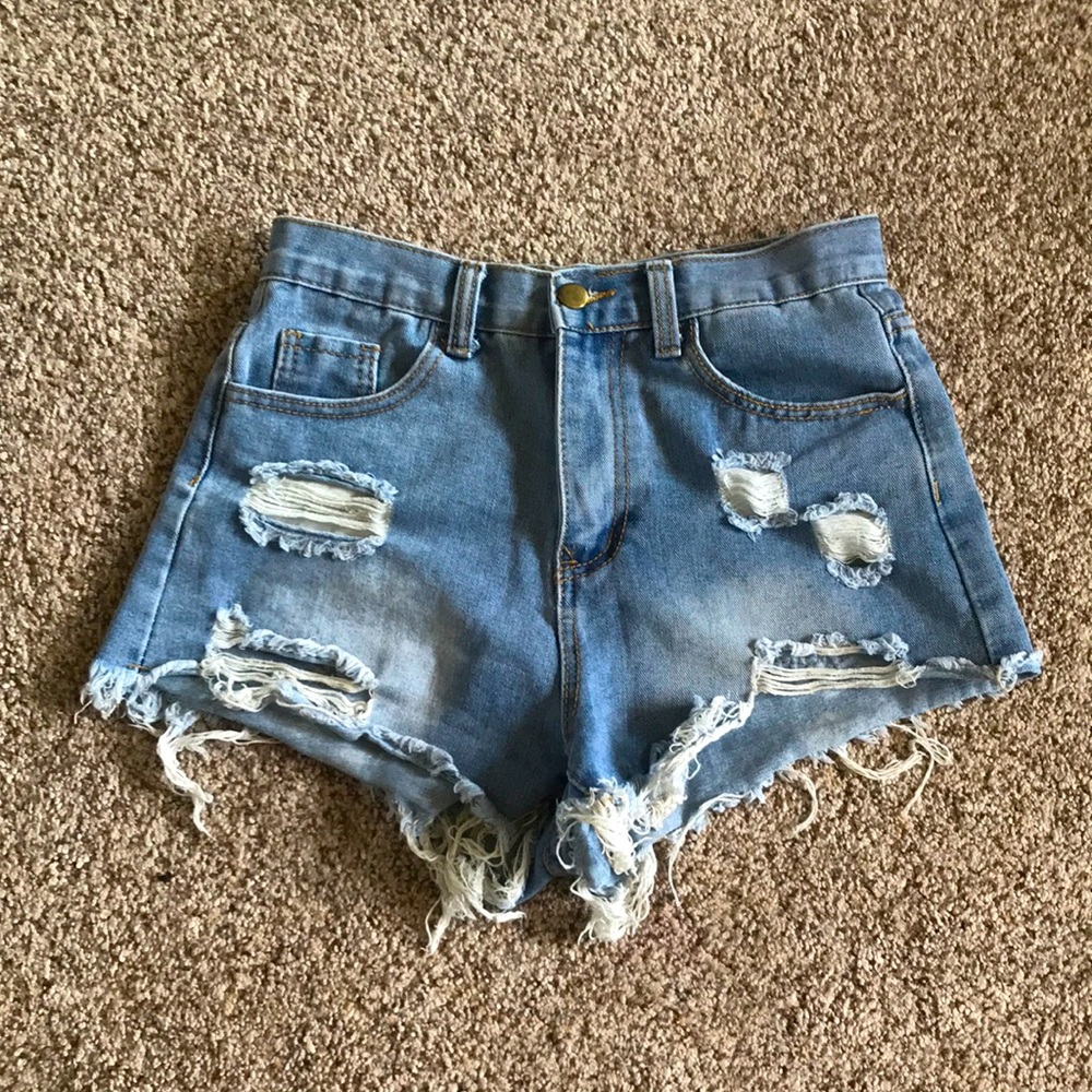 ripped shein jean shorts